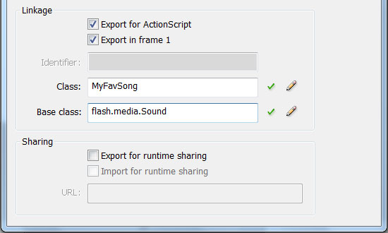 Связывание и экспортирование файла в ActionScript