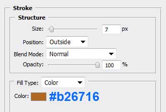 Настройка параметра Stroke для основного слоя в Photoshop