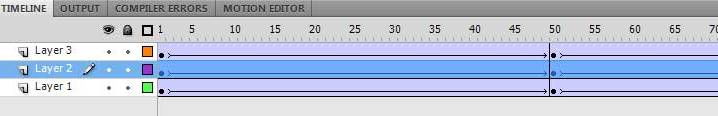 Перетаскивание кадров анимации на панели Timeline в Adobe Flash