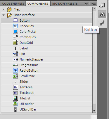 Панель компонентов Components в AdobeFlash