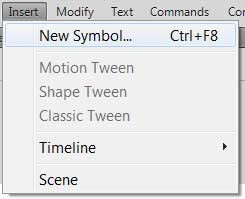 Создание нового символа в символ Adobe Flash